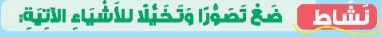 نشاط ضع تصورا وتخيلا للأشياء الآتية(